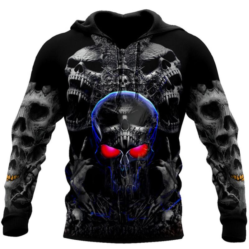 Männer Hoodies Sweatshirt 3D Druck Horror Schädel Streetwear Harajuku Pullover Hip Hop Jacke Männer Frauen Trainingsanzug Übergroßen Hoodie M