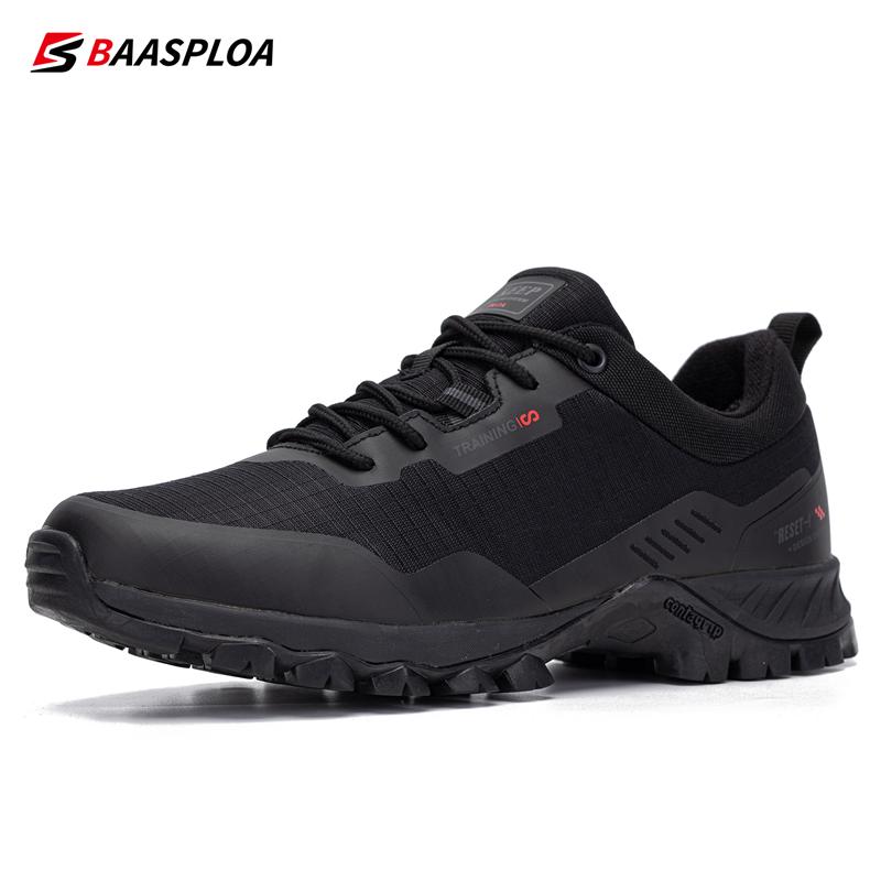Baasploa Herren Rutschfeste Sneakers Verschleißfeste Wanderschuhe Herren Outdoor Wasserdicht Sneaker Leichte Herren Wanderschuhe 43 schwarz
