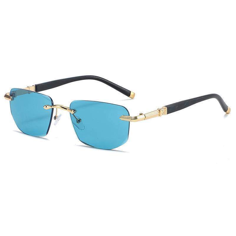 Rahmenlose Lesebrille mit Diamantbesatz, Augenschutz zum Blockieren von blauem Licht, Presbyopie-Brille, hochauflösende Brille +4.0 blau