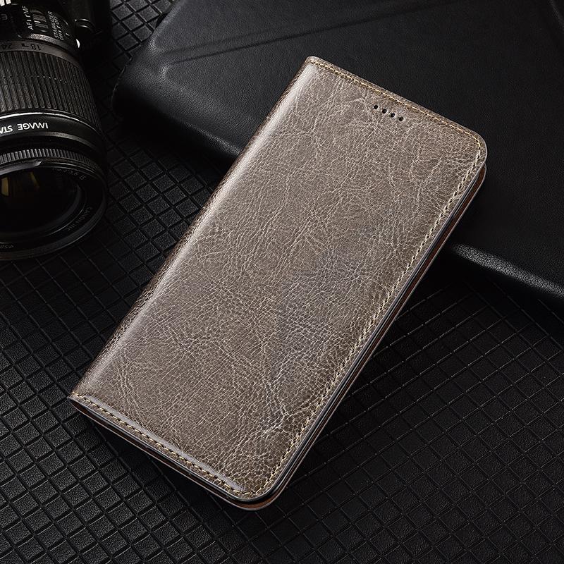 Crazy Horse Echtleder Klapphülle für Samsung Galaxy A10 A20 A30 A40 A50 A70 A80 A90 Handy Geldbörse Hüllen A90 4G&Genuine Leather grau