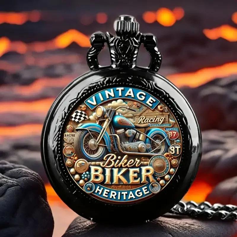 Vintage Motorrad Quarz Taschenuhr Männer Frauen Anhänger Halskette Kette Anhänger Uhr Geschenke