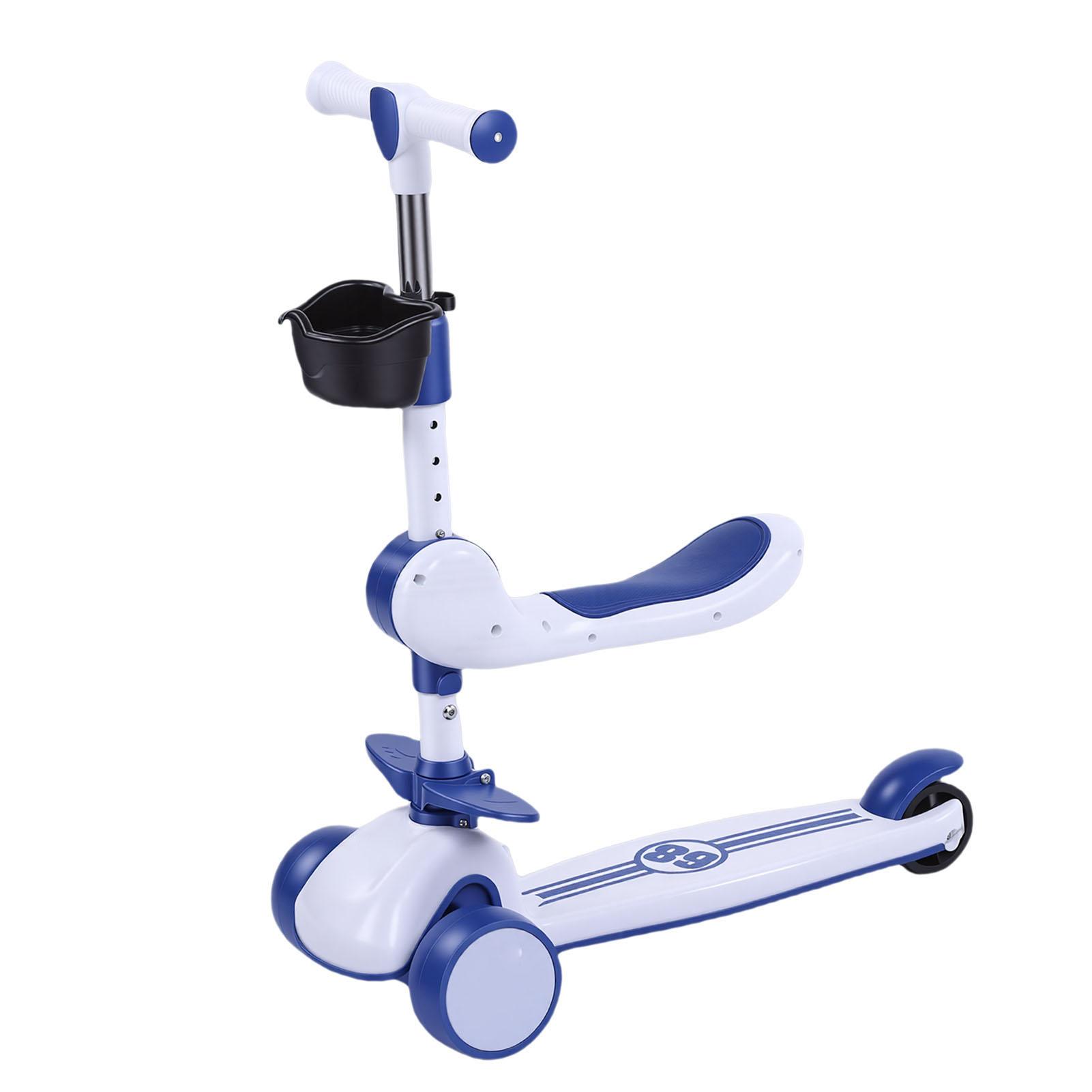 3-Rad LED-Scooter mit 3 Rädern, Lenker und abnehmbarem Sitz, faltbarer Scooter für Outdoor-Aktivitäten