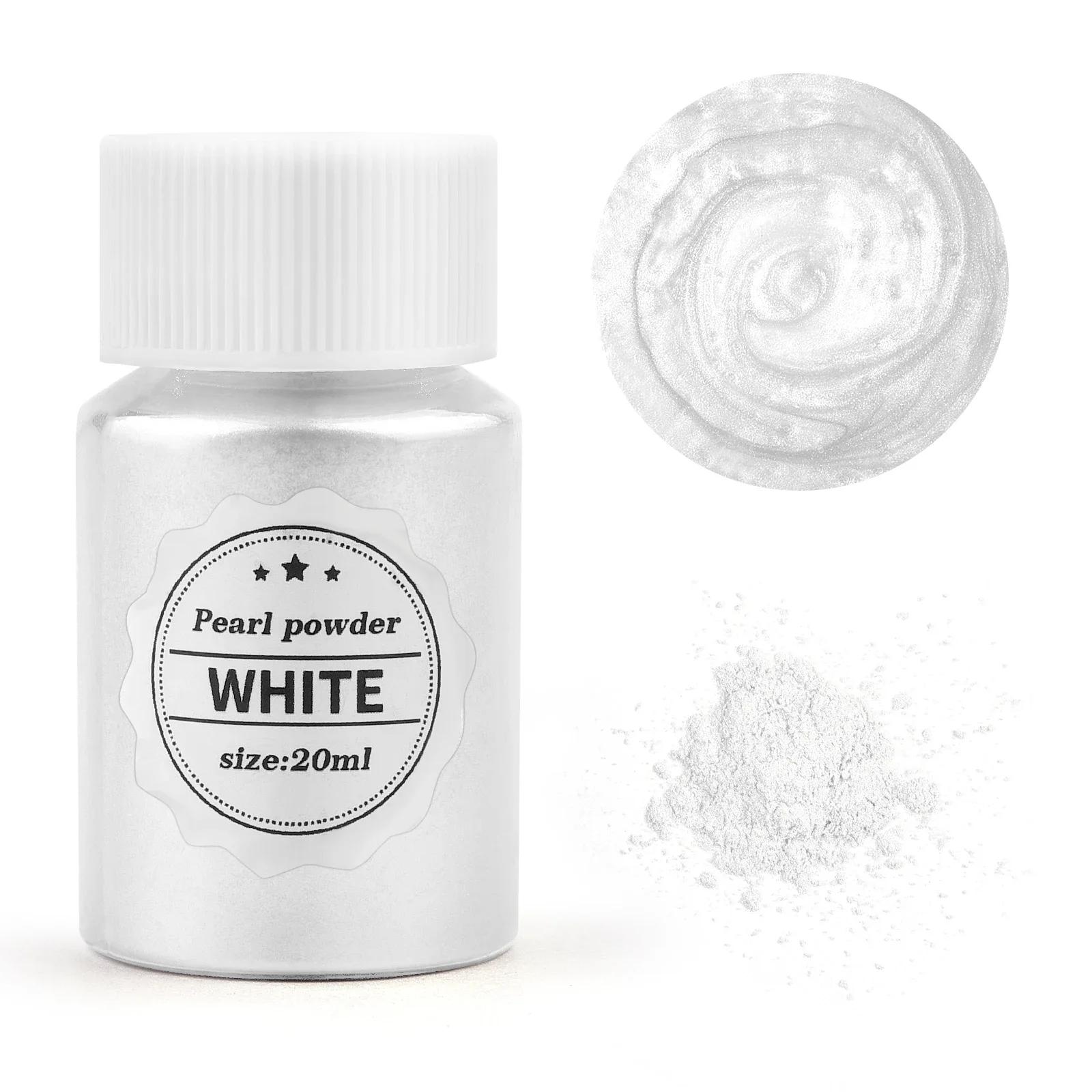 24 Farben, 15 g Glimmerperlenpulver für die Herstellung von Epoxidharz, Seife, Kerzen und Schmuck – natürlicher Pigmentfarbstoff für DIY-Projekte 20ml weiß