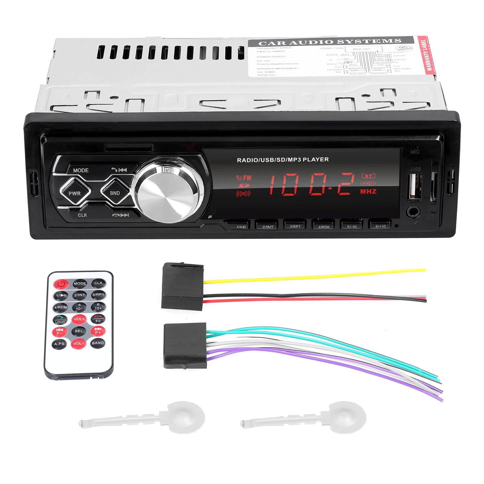 Einzel-Din-Autoradio-Receiver, BT-MP3-Player, AM/FM-Radio, unterstützt Freisprechanrufe, U-Disk/TF schwarz