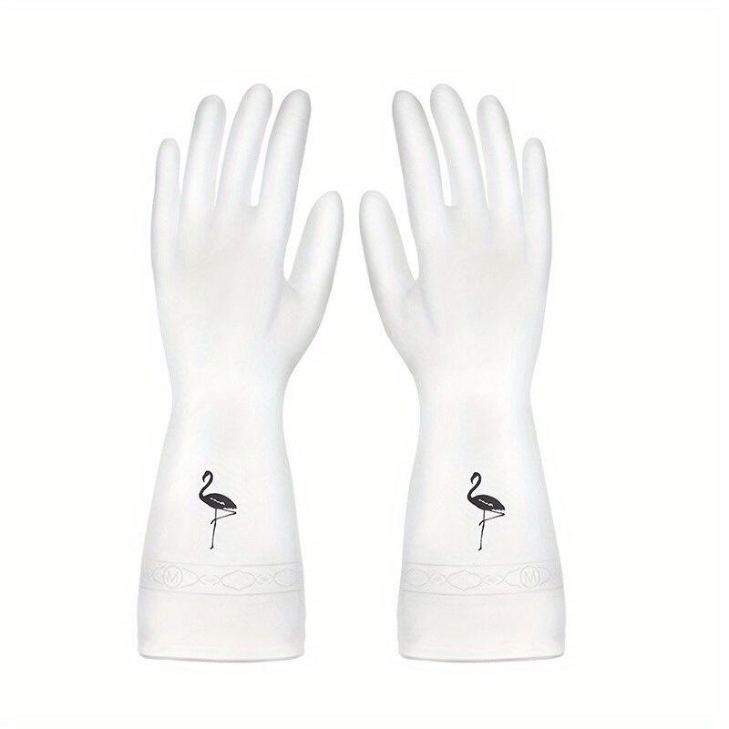 Wasserdichte Reinigungshandschuhe für die Hausarbeit, Küchenreinigung, Latex, Wäsche, Geschirrspülhandschuhe, verschleißfeste Gummihandschuhe M weiß