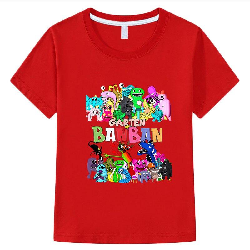 Garten of Banban Kinder T-Shirt 100 % Baumwolle Kurze Tops Anime T-Shirts Jungen Mädchen Kleidung y2k ein Stück Sommer Kawaii Kinderkleidung Jungen und Mädchen T-Shirts 100 rot