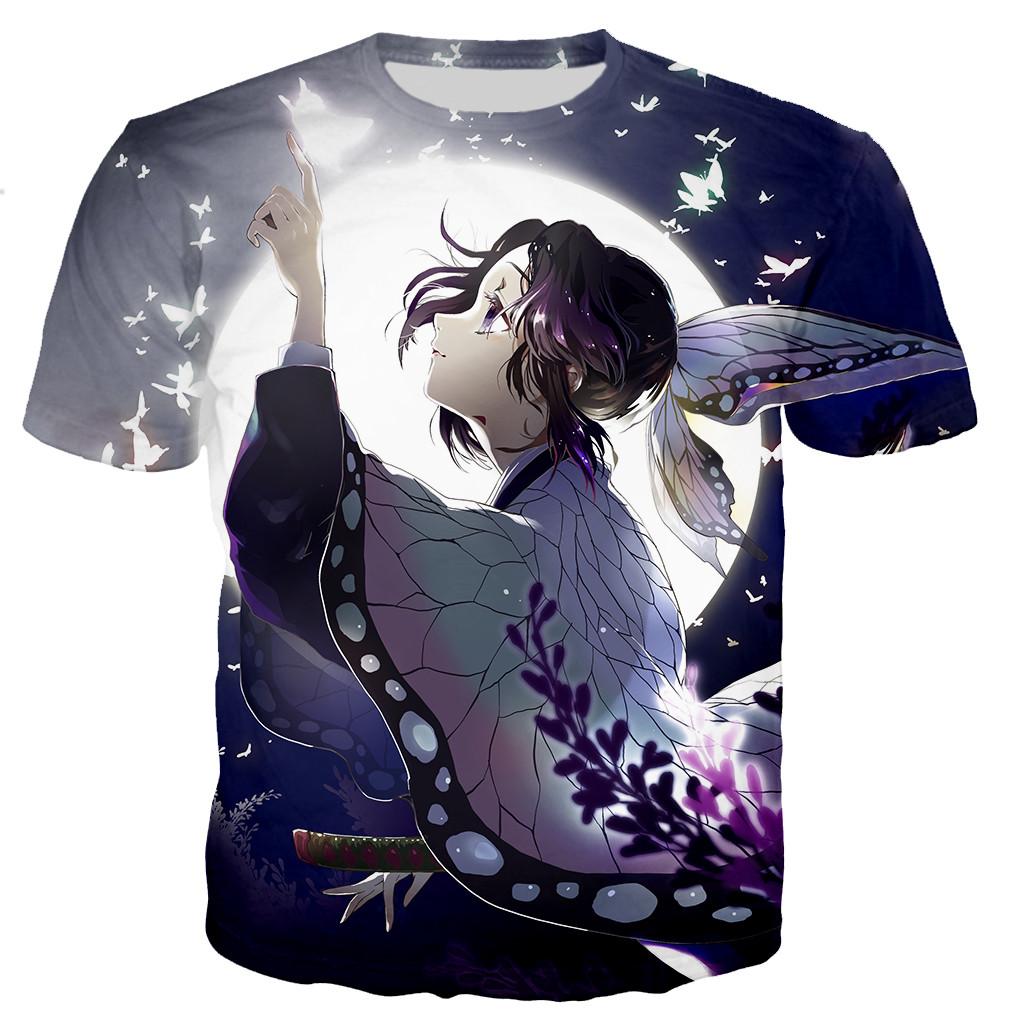 Demon Slayer Anime 3D Gedruckte T-Shirts Herren Damen Kurzarm T-Shirt Übergroße Harajuku Tees Tops Kinderbekleidung L
