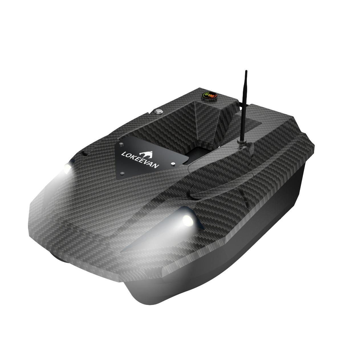 GPS Futterboot LOKEEVAN D50B 590 Bürstenmotor Dual 15600mAh Akku 2kg Traglast 500M Fernbedienung Nachtlicht schwarz