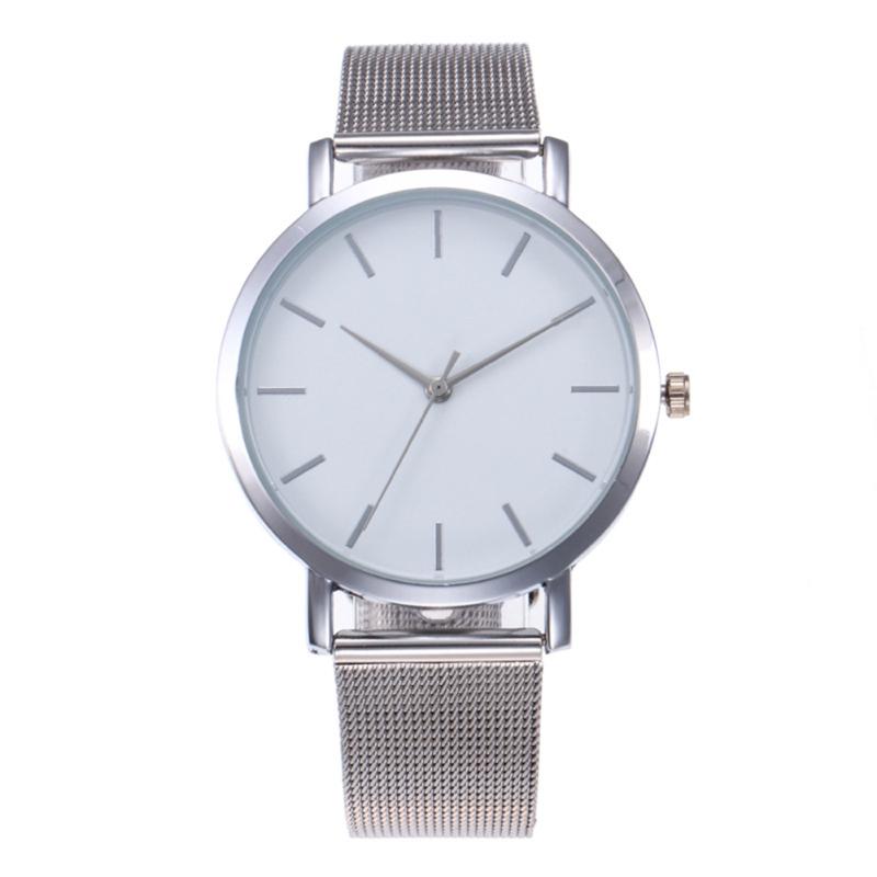 Casual Frauen Männer Luxus Marke Einfache Quarz Analog Uhr Edelstahl Band Armbanduhren silber