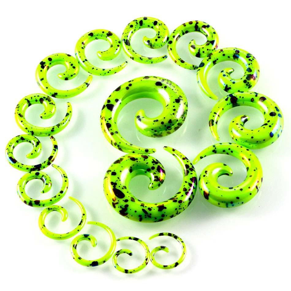 2PCS Acryl Ohr Spirale Stecker Ohrring Messgeräte Punk Acryl Taper Expander Stecker Tunnel Piercings Bahre Kits Körper SchmuckRing 3mm grün