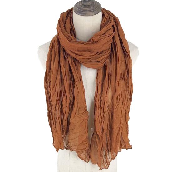Damen Schal Stola Einfarbig Weich Warm Plissierter Schal UV-Schutz Lässig Baumwolle Leinen Stola Modeaccessoire