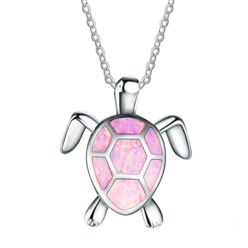 Stahl Spaß Schmuck Meeresschildkröte Tier Anhänger Weiblich Blauer Kristall Hochzeitsschmuck Anhänger Halskette Für Frauen Halskette Zubehör
