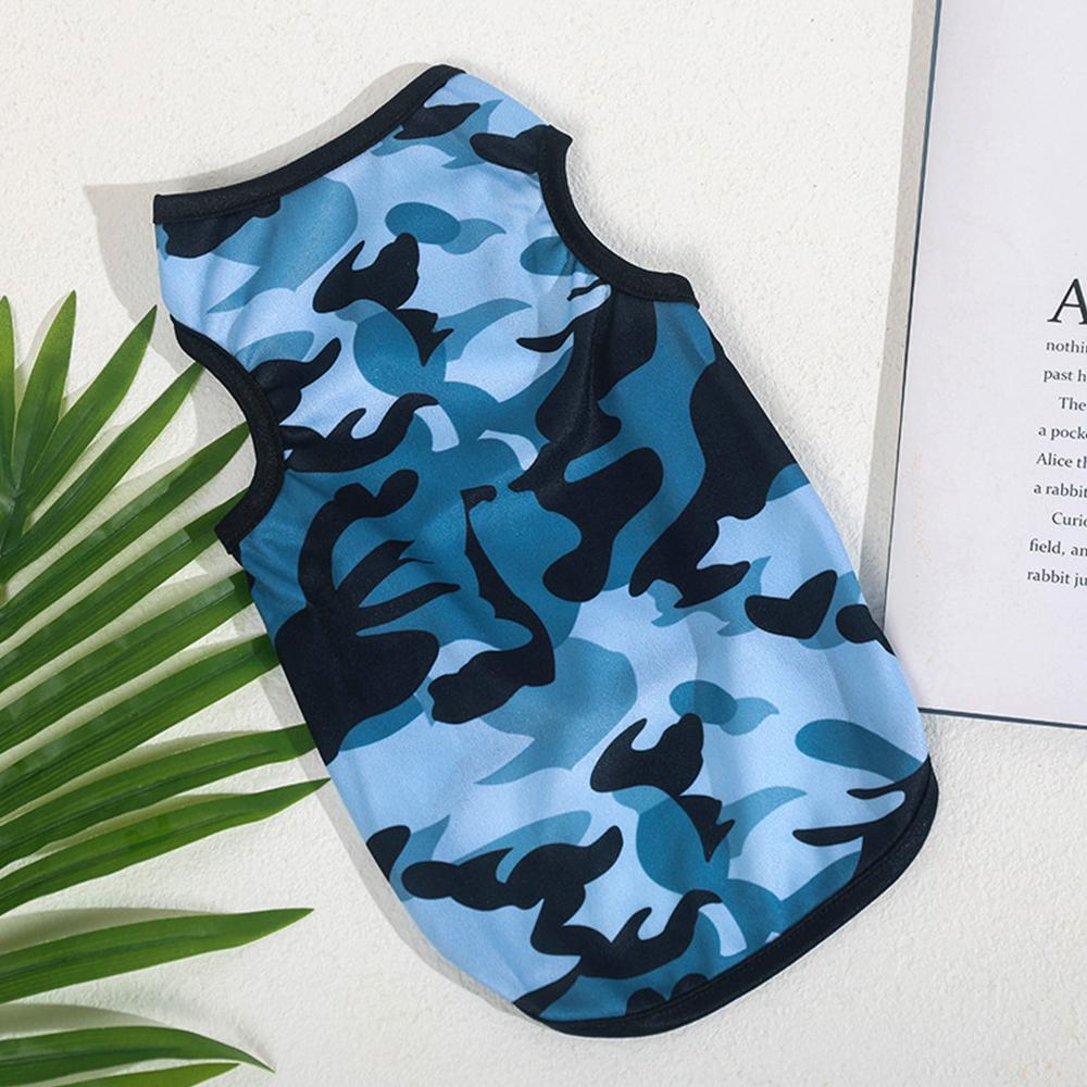 2023 neue Stil Hund Kleidung Camouflage Weste Für Kleine Hunde Pet Welpen T Hemd Komfortable Haustier Kleidung Pet Liefert Frühling Sommer XS blau