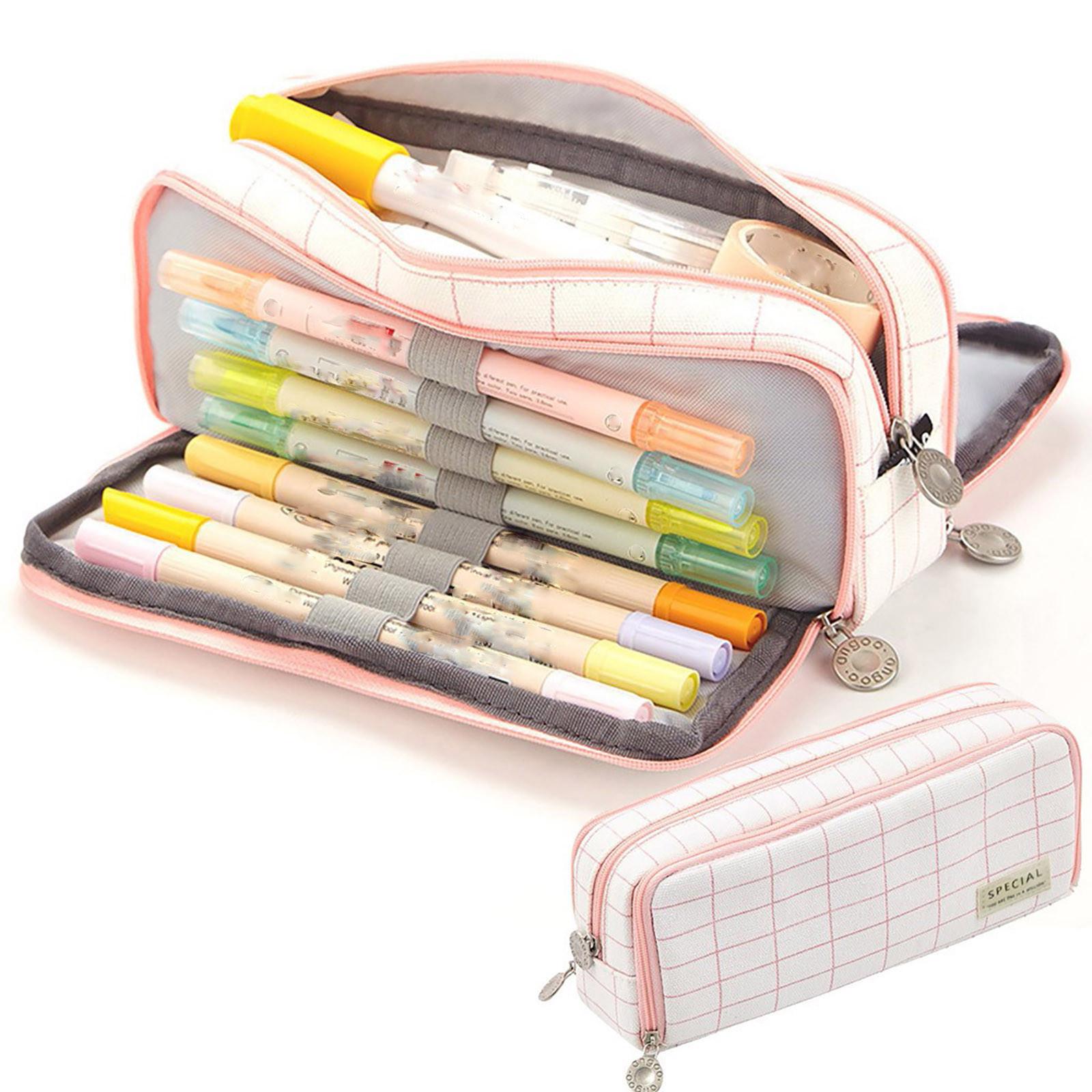 Federmäppchen mit großer Kapazität, niedliches multifunktionales Briefpapier-Box-Federmäppchen beige