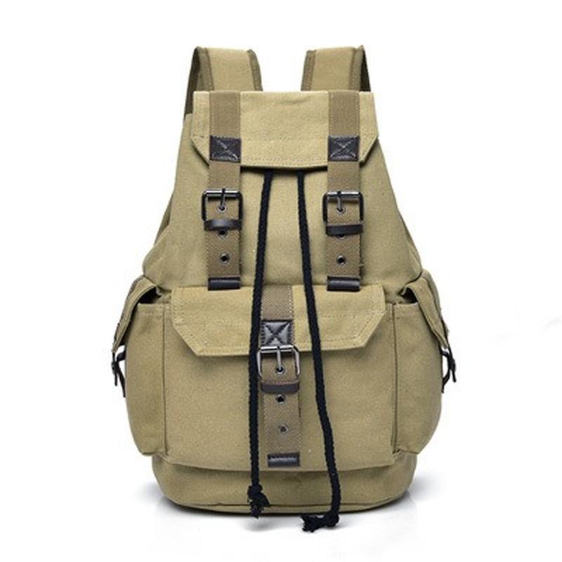 Rucksack, Unisex-Rucksack, Retro-Freizeittasche, große Kapazität, Schultasche 30cm*20cm*43cm khaki
