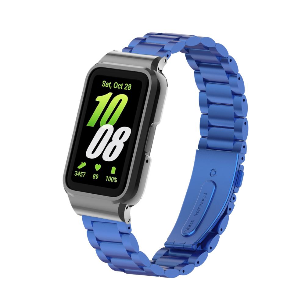 Armband + Hülle für Samsung Galaxy Fit 3 SmartWatch Zubehör für Samsung Galaxy Fit 3 Metallarmband Schutzhülle Abdeckung Rahmen For Samsung Galaxy Fit 3 blau