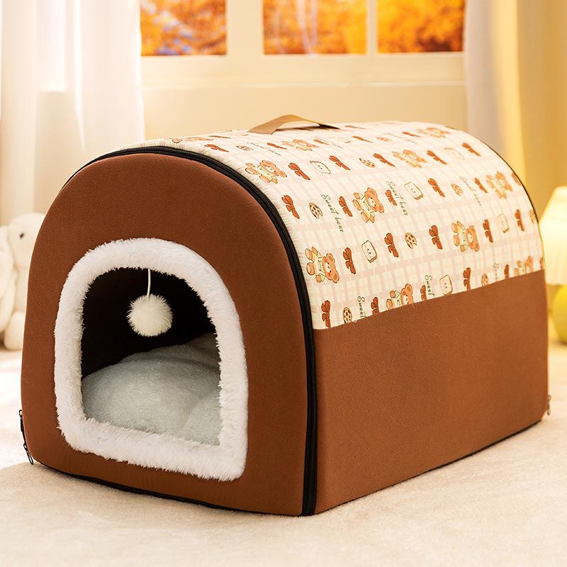 Grauer, farbenfroher, rundum bedruckter, gebogener Hundezwinger für große Golden Retriever, halbgeschlossener großer Hundezwinger, Hundebett, Heimtierbedarf XL 60*45*40cm