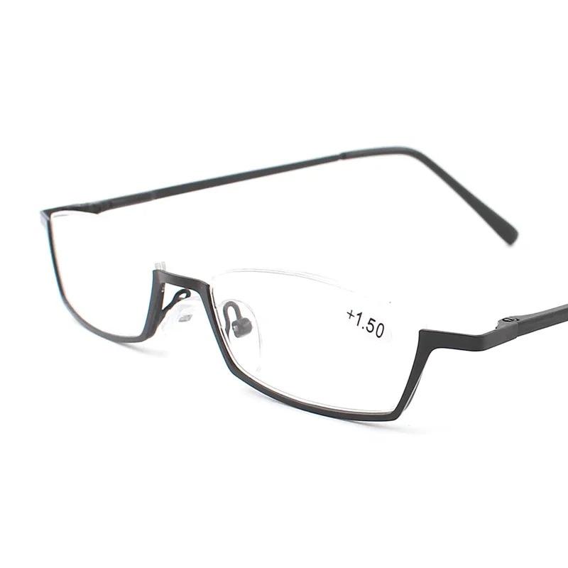 Kleine Halbrahmen Lesebrille Frauen Federscharniere Rahmen Korrekturgläser Legierung Oculos 3.5