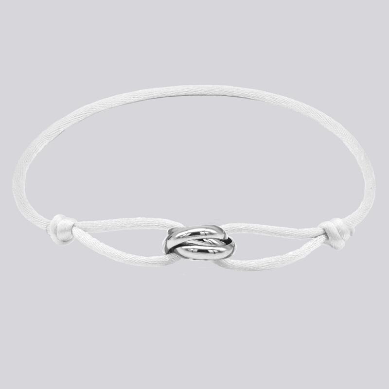 Armband 3 Edelstahl Metallschnalle Armband Verstellbare Kordel Klassisches Armband für Männer Freundschaftsschmuck Geschenk für Frauen Adjustable size silber weiße