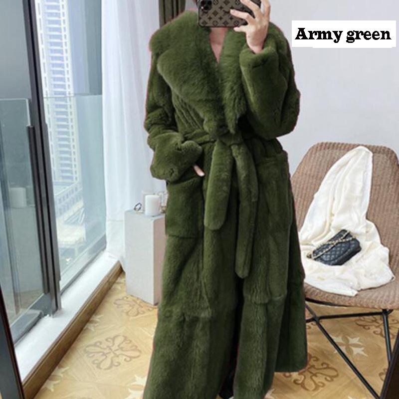 Winter Frauen Mode Mantel 9 Farbe Plus Größe Mantel Luxus Jacke Pelzmantel Damen Warme Mit Kapuze Mantel Outwear S armee grüne