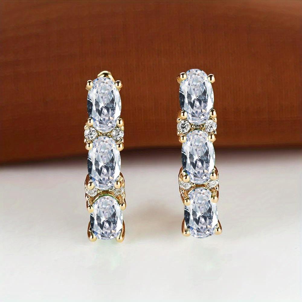 Luxus oval geschliffene grüne Stein Tropfen baumelnde Ohrringe drei Stein Clip Haken Ohrringe Frauen Gold Farbe feines Geschenk Liebe Schmuck tägliche Party Ohrringe weiß