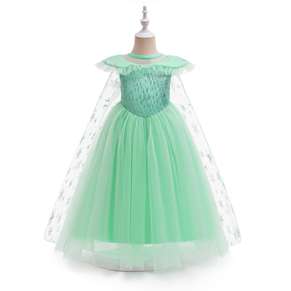 Eiskönigin Elsa Prinzessinnenkleid für Kinder - Pailletten-Abend- und Bühnenkleid für Mädchen 120cm grün