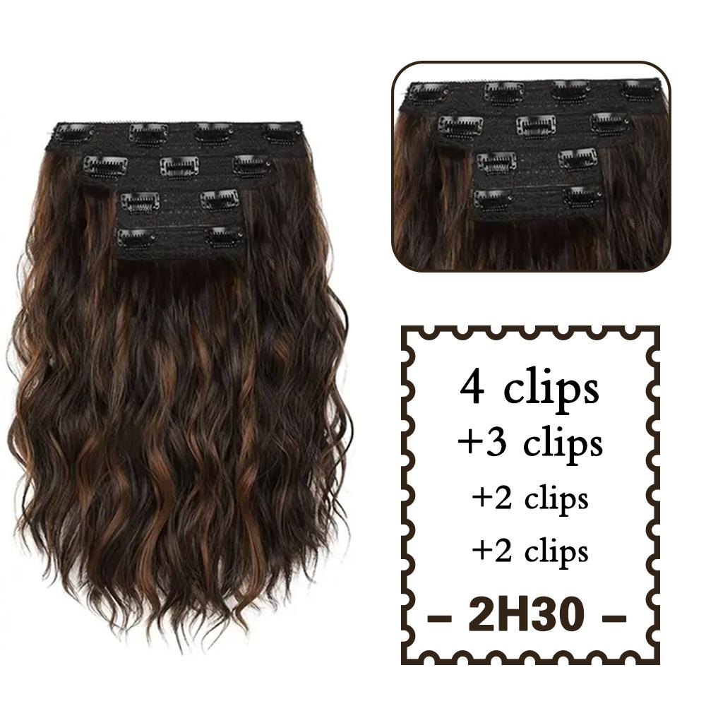 MISSQUEEN Synthetische Clip-In Haarverlängerungen Wellige Haarverlängerungen Unsichtbare Lace Weft Natürliche Haarteile für Frauen 35cm