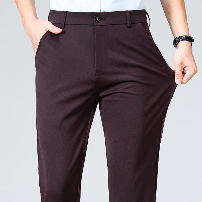 Sommer Dünne Hose Herren Formeller Anzug Hose Arbeitshose Business Casual Hose Schwarz Weinrot Lange Hose 34 wein rot