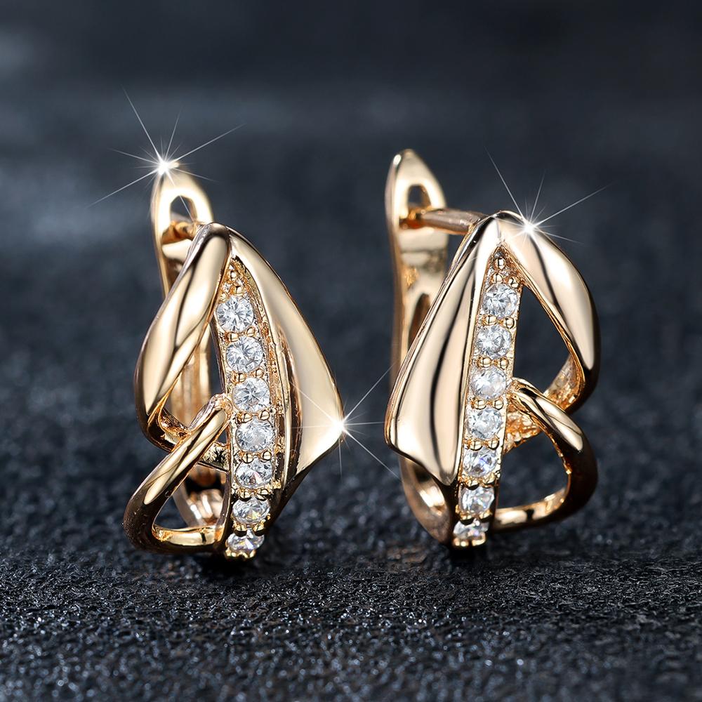 Kleine weiße Zirkon Stein Clip Ohrringe für Frauen Charme Gold Farbe Luxus Hochzeit Schmuck gold