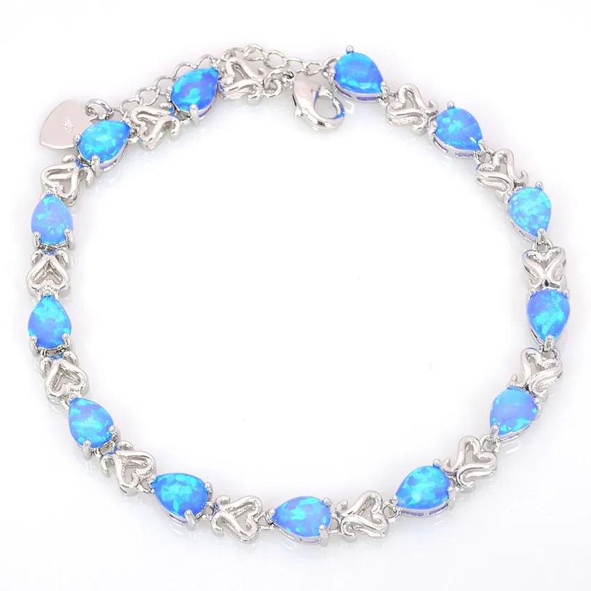 Opal Wassertropfen Armband & Halskette - Sommer Hawaii Mode Edelsteine blau