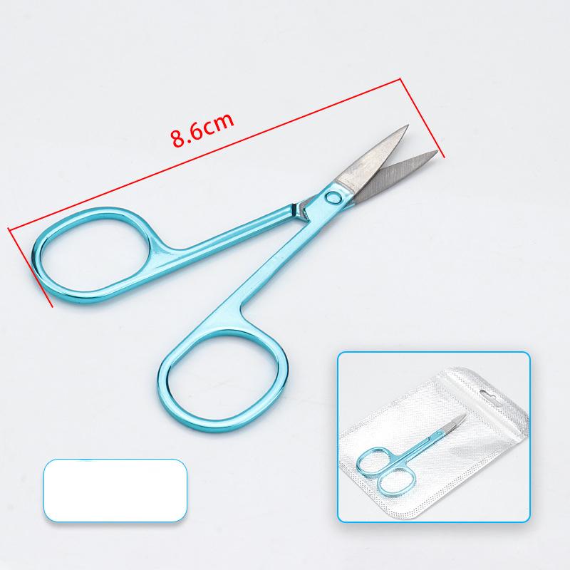 Nails Art Edelstahl Kleine Augenbrauen Nasenhaarschere Schnitt Maniküre Gesichtstrimmen Make-up Schönheit ManiküreZubehör Werkzeug blau