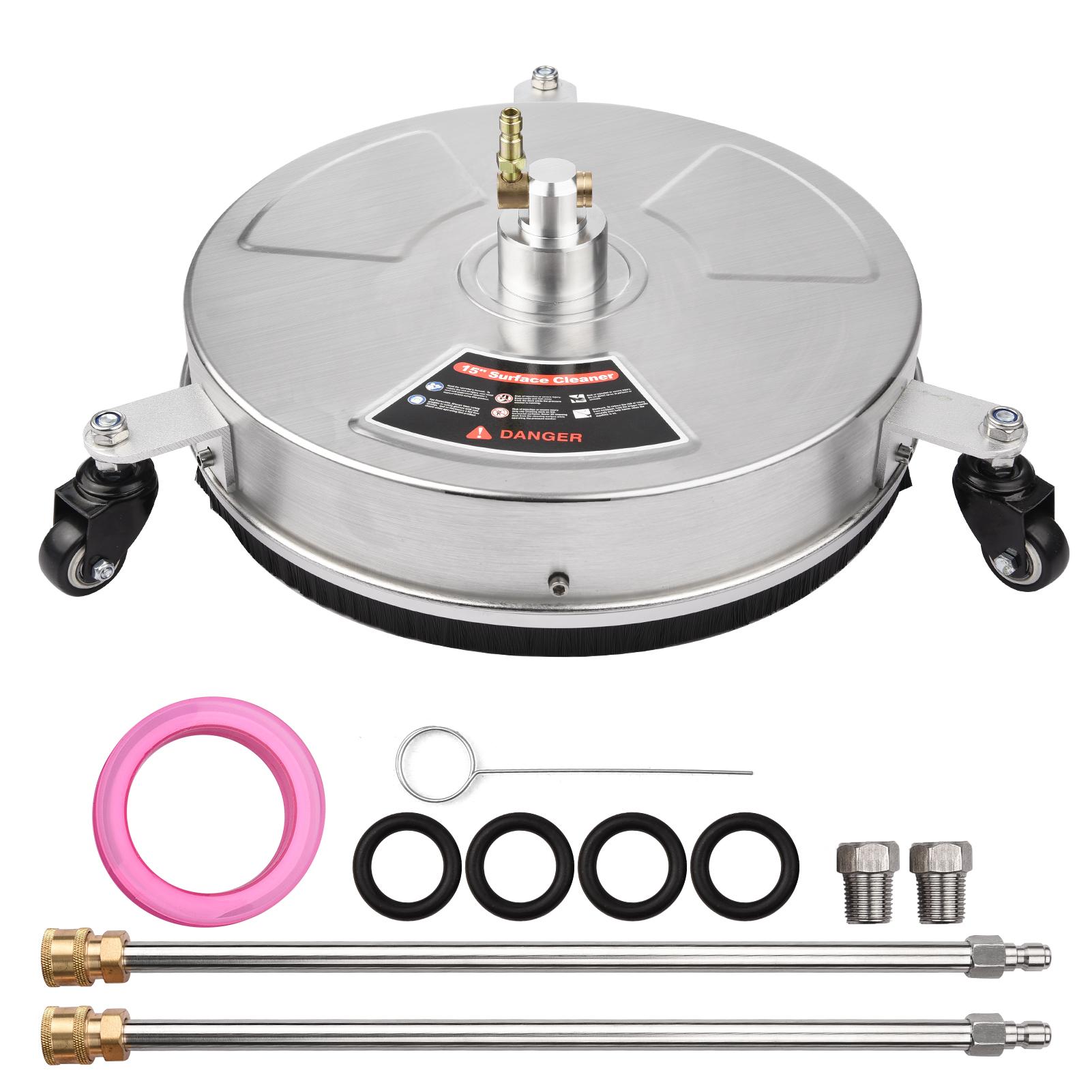 38 cm/15 Zoll Hochdruckreiniger-Oberflächenreiniger, Edelstahlgehäuse, Hochdruckreiniger-Zubehör mit silber
