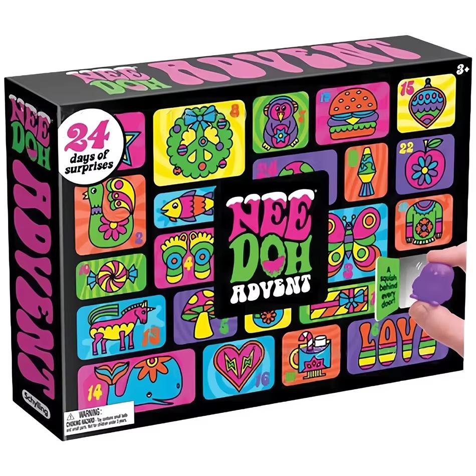 Neuer NeeDoh Adventskalender Geschenk für Kinder 24 Tage 3D PVC Puppen Countdown Weihnachten 2026 Neujahrs Überraschungsgeschenke pink