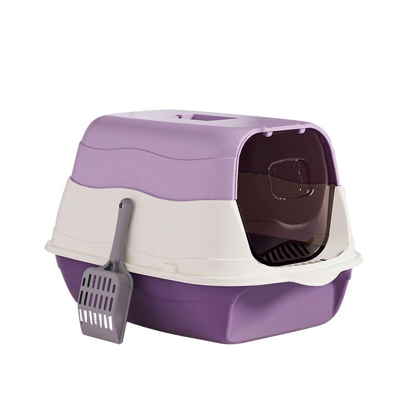 Vollständig geschlossene Katzentoilette, große Kapazität, Katzenbettpfannen für Katzen, Kaninchen, Kleintiere, Katzentoilette, Heimtierbedarf violett