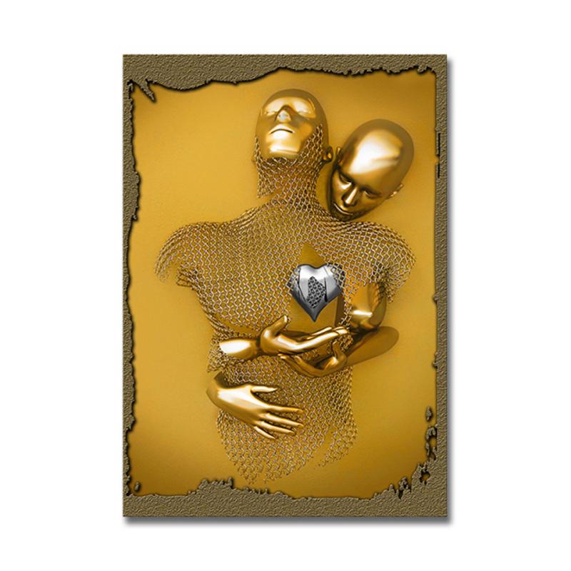 3D-visuelle Gold-Silber-Wandkunst, Bilder aus Metall, modern, skandinavisch, personalisierte Leinwand, Innengemälde, Drucke, Heimdekoration 30x40cm grau