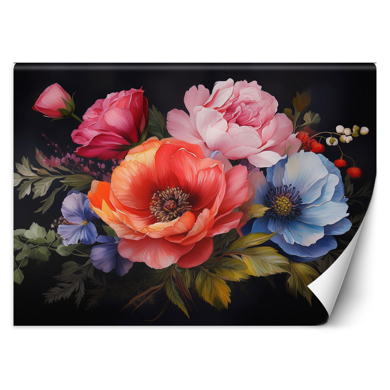 Tapete Blumen, bunt, Blumen- 100x70 bunt