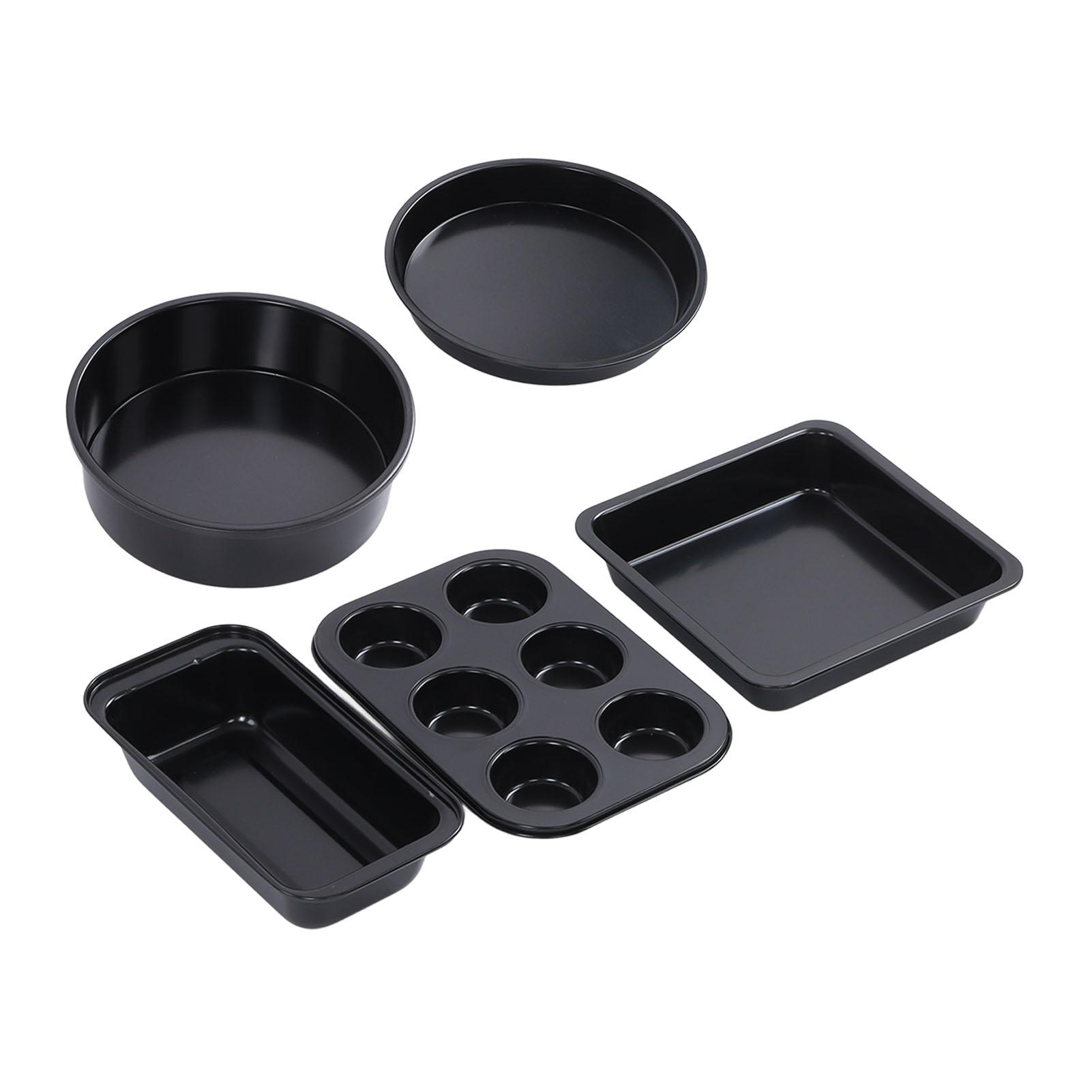Backform-Set Professionelles Kohlenstoffstahl-Backform-Set mit Kuchenform Backformen Pizzablech für Heimküche Schwarz schwarz