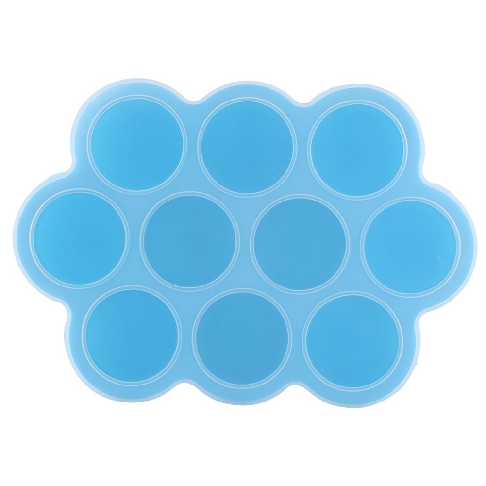 Silikon Lebensmittel Gefriertablett 10 Löcher Wiederverwendbarer Behälter mit Deckel für Selbstgemachte Babynahrung(blau ) blau