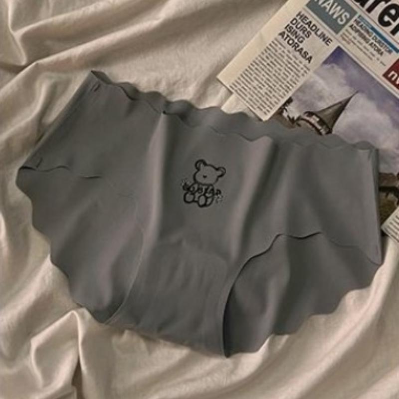 Dünne, gewellte nahtlose Unterwäsche aus Eisseide für Damen, atmungsaktiv, schnelltrocknend, mit Muster bedruckt, aus reiner Baumwolle, im Schritt, Damenunterwäsche XL grau