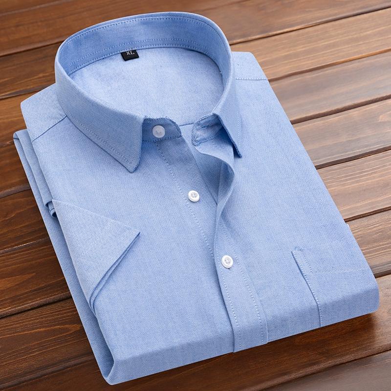 Herren Sommer Kurzarm Oxford Hemden Klassisches Hemd Casual Business Büro Solide Bequeme Hemd Vielseitig Stil M himmelblaue