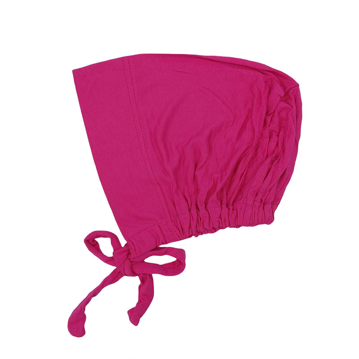 Modalisierte Baumwolle Mercerisiert Elastischer Kordelzug Basecap Einfarbig Damen Hijab fuchsie