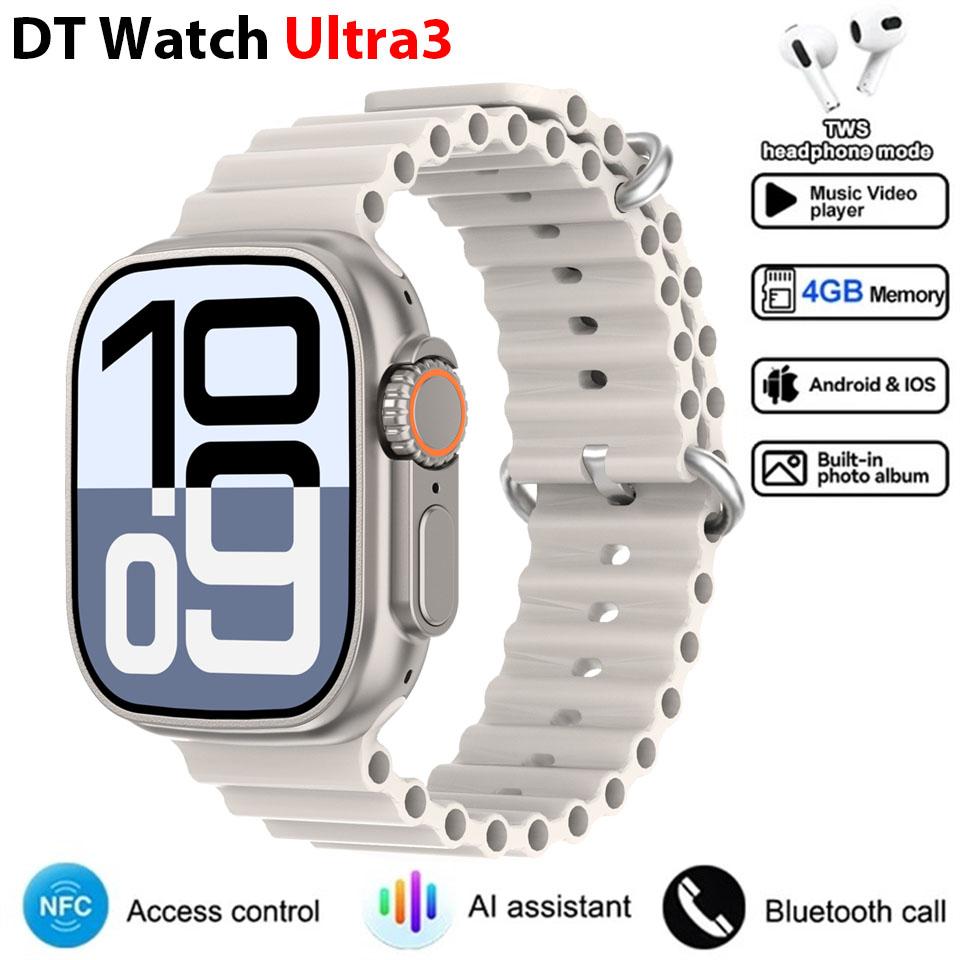 DT Ultra 3 Smartwatch Amoled Bildschirm 4GB MP3 MP4 Player Bluetooth Netzwerkfreigabe APP Store ChatGPT Smart AI Uhr Mann Sportuhr Silicone tape silber