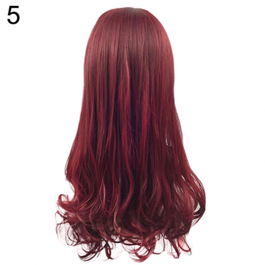 Lange lockige Perücke, Ganzkörperperücke, hitzebeständige Rollenspiel-Partyfrisur claret