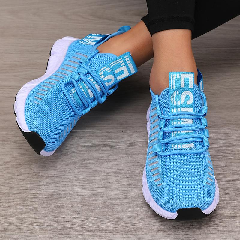 Damen Sportschuhe Mesh Leichtgewicht Weiche Sohle Jogging Riemen Atmungsaktiv Mode Sport Walking Lässig Tennis Flache Schuhe für Herren 36 himmelblaue