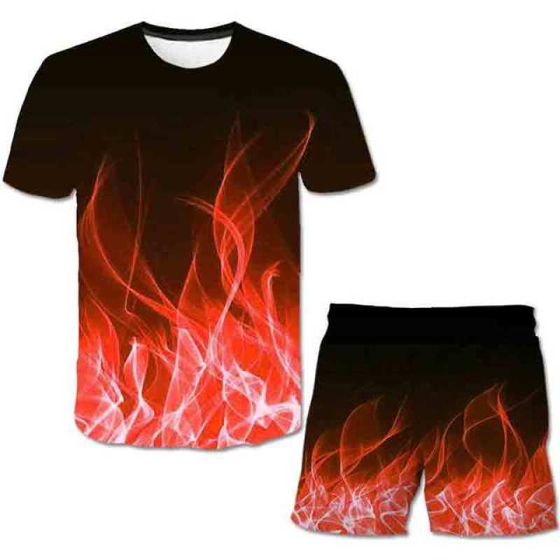 3D The Flame Whirlpool Polyester Jungen Kleidung Sets Junge Sommer Heißer Verkauf T Shirt Kurze Hosen Set Kleidung Kinder 4-14 Jahre 140