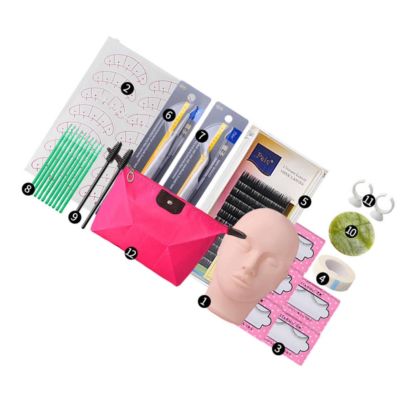 Wimpernverlängerung Übungskopf Set Augenpads Wimpern Pinzetten Wimpern Schulung Übungskopf Set 12 Stück