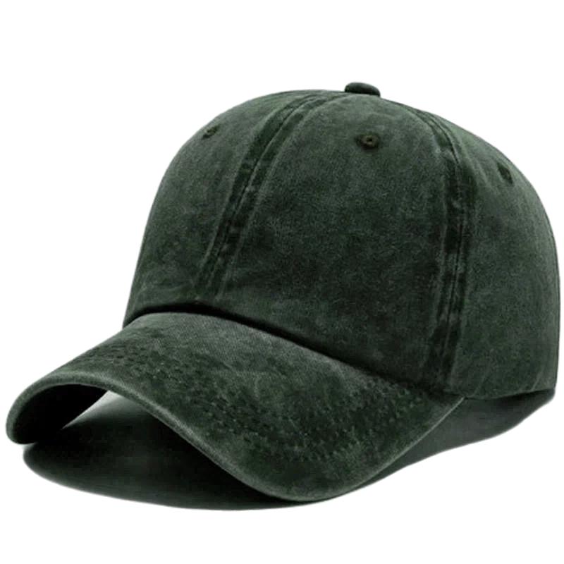 Neue Unisex-Kappe, verstellbar, gewaschene Baumwolle, einfarbig, einfarbig, Baseballkappe, Streetwear, Freizeithut, Kappe 54cm-60cm armee grüne