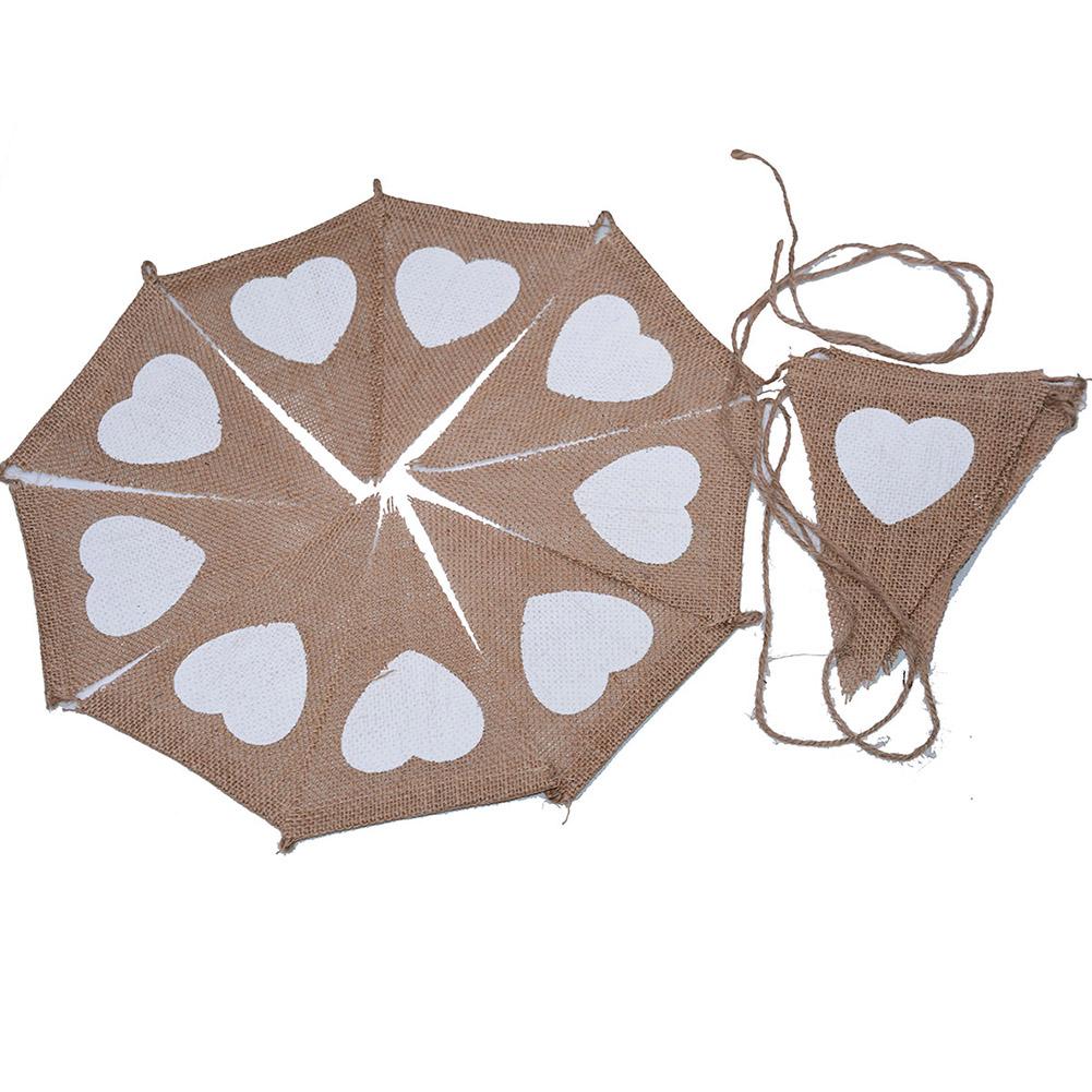 LIEBE Dreieck Leinen Hängeflaggen Herzförmige Banner Wimpelkette für Hochzeitsdekoration