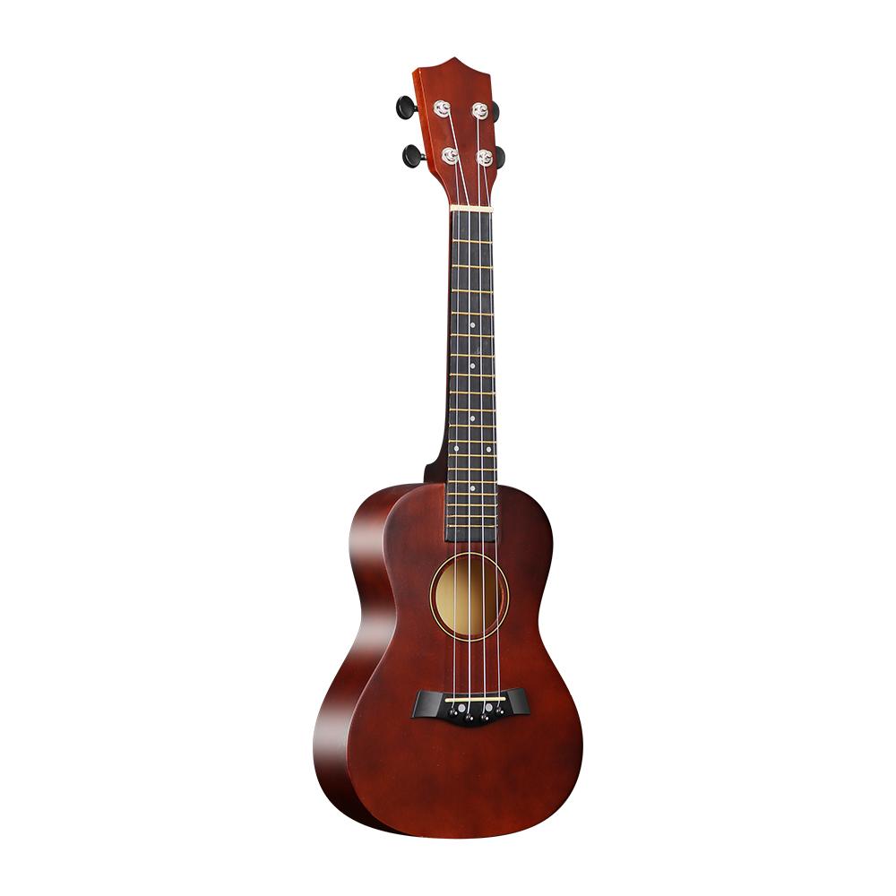 23-Zoll-Ukulele, Akustik-Ukulele-Set mit Aufbewahrungstasche, Gurt, Stegstift, Pitch-Shifter, Tonabnehmer, Tuner kaffeebraun