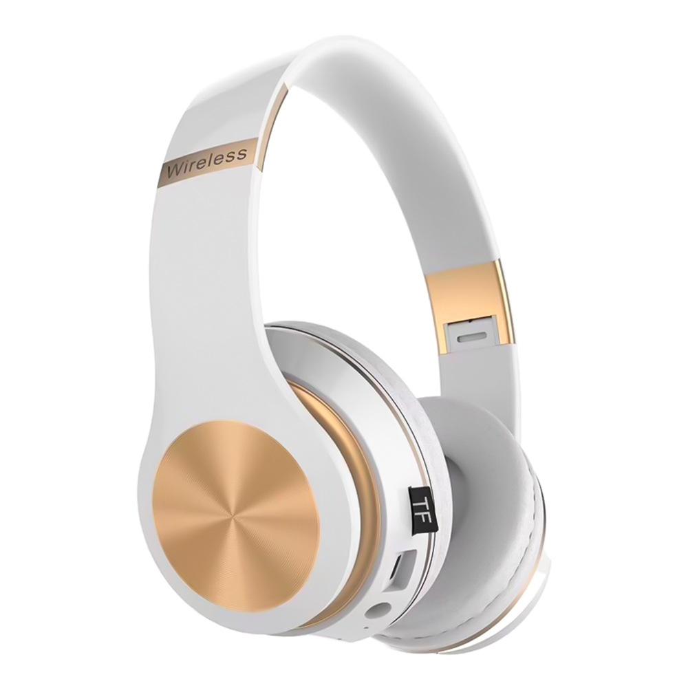 Faltbare kabellose Bluetooth-Kopfhörer, 3D-Stereo-Headset, Rauschunterdrückung, Gaming-Kopfhörer mit Mikrofon weiß